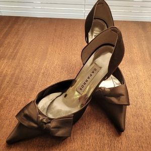 Caparros satin pump in deep chocolate brown. Size 6.5 B